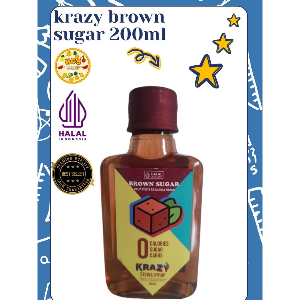 

KRAZY Stevia Brown Sugar Pemanis Alami Sirup Bebas Gula Sugar Free 200 ml ORIGINAL 100% by HGB market