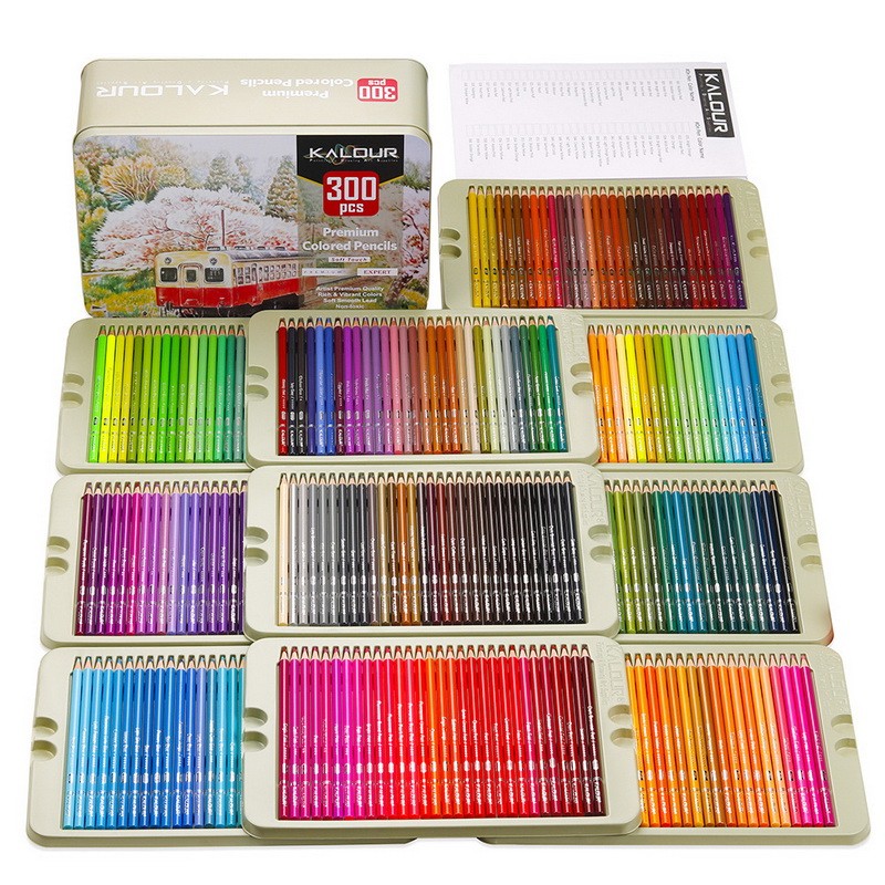 

Professional Oil Colored Pencils 300 Colors Artist Pencils Set Soft Series Lead for Coloring Book Sketching Drawing Art Supplies