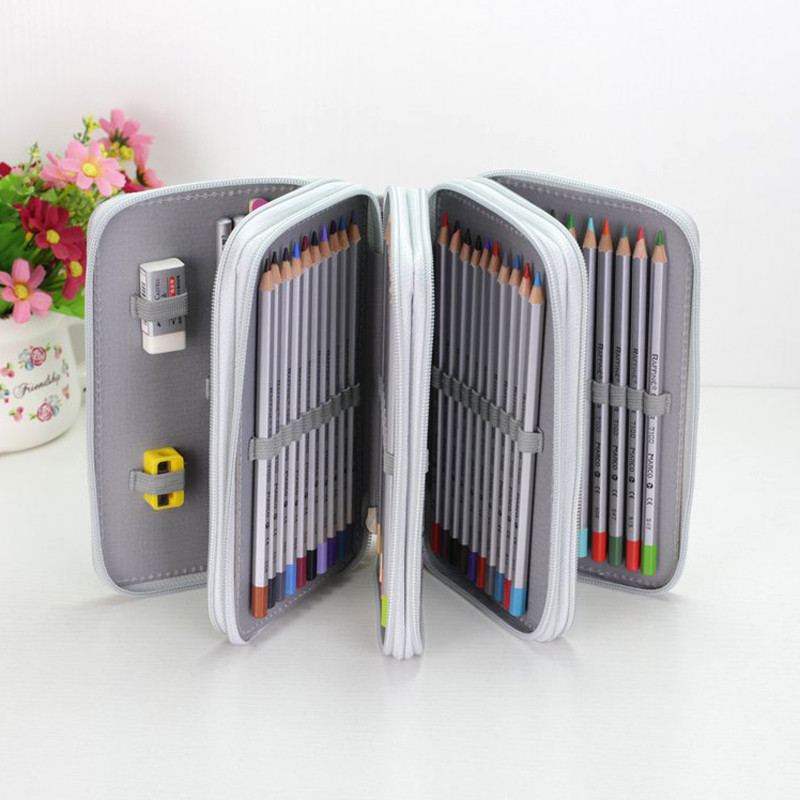 

36/48/72 Holes Pencil Case for Drawing Painting Art Marker Pens Multifunction Large Capacity School Stationery Bag Pouch Supply