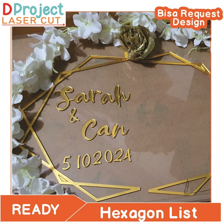 Costume Dekorasi Mahar Garis Hexagon Akrilik