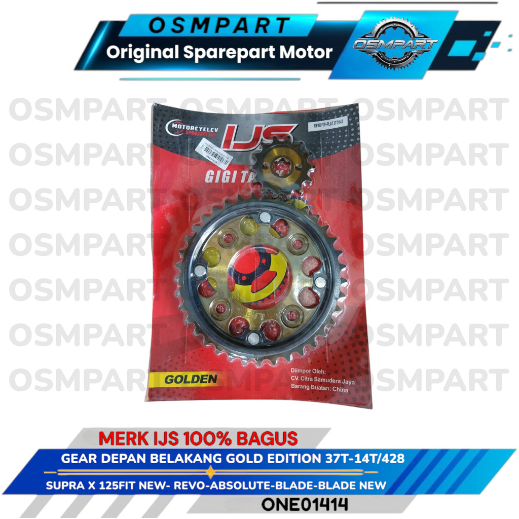 GEAR GIR GIGI SET + PLAT TARIK DEPAN BELAKANG 37T-14T/428 SUPRA X 125 FIT NEW REVO KUALITAS SUPER