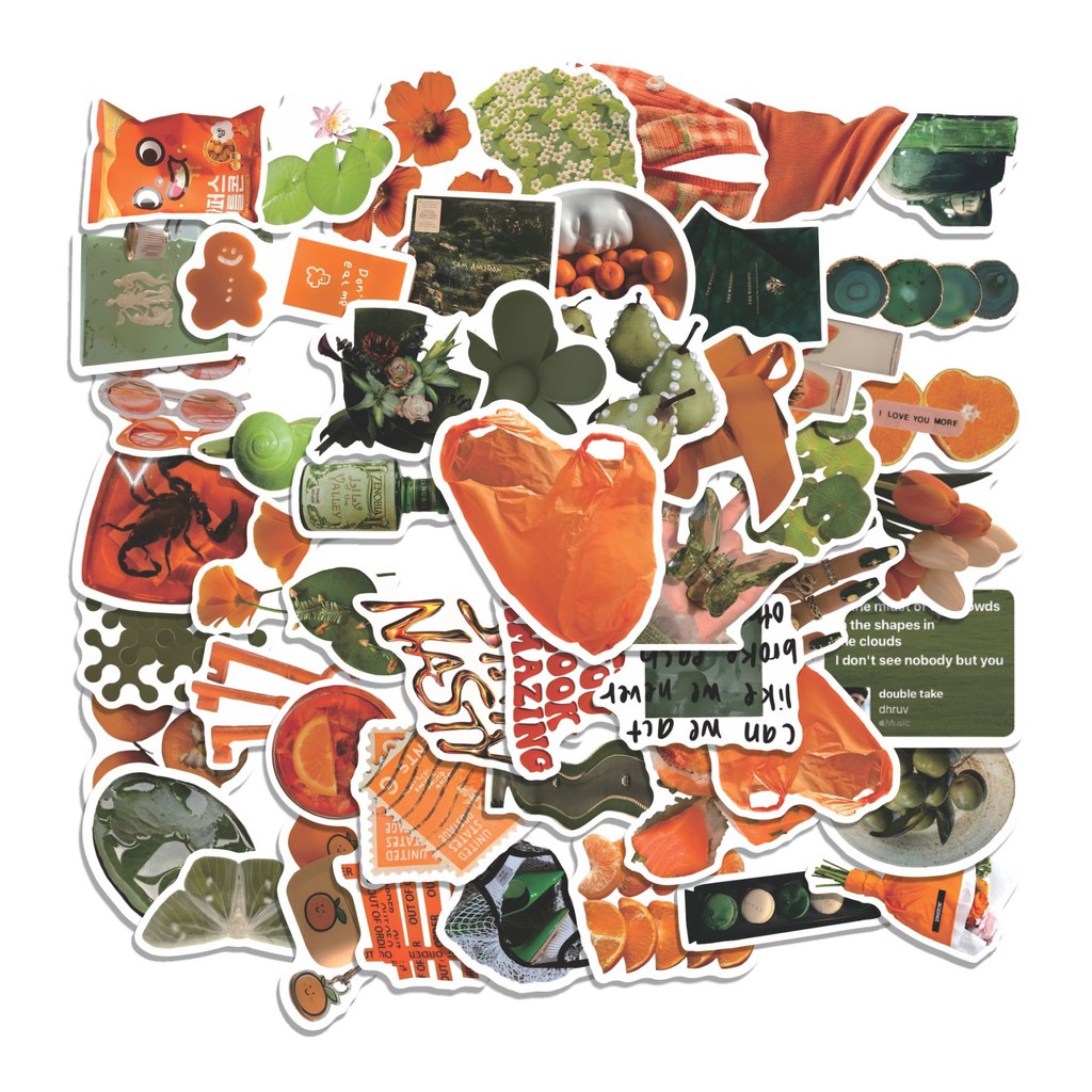

COD 50 Pcs Stiker Green Orange Aesthetic Lucu Anti Air Untuk Dekorasi Notebook Sepeda Skateboard Handphone DIY