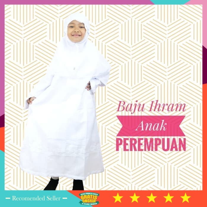 Bahan Bagus Berkualitas Premium Termurah /Baju Ihram Anak Perempuan/Gamis Putih Anak/Jubah Anak/Busa