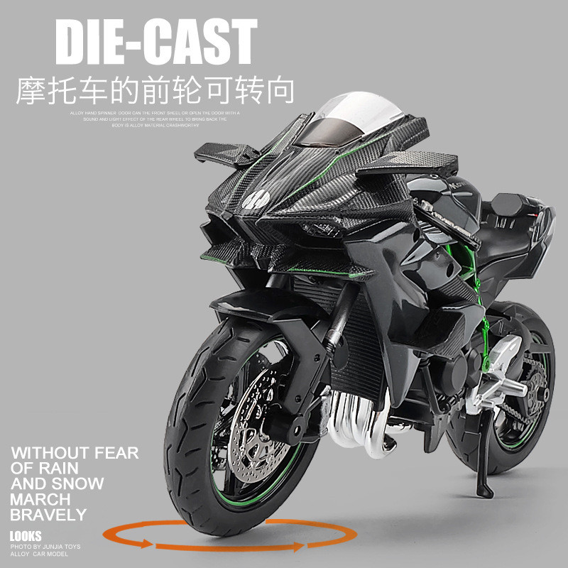 [Charmant] Mesin Diecast Kawasaki Ninja H2R Skala 1:12 Dan 1:18 Miniatur Mesin Motor Ninja Suara Dan