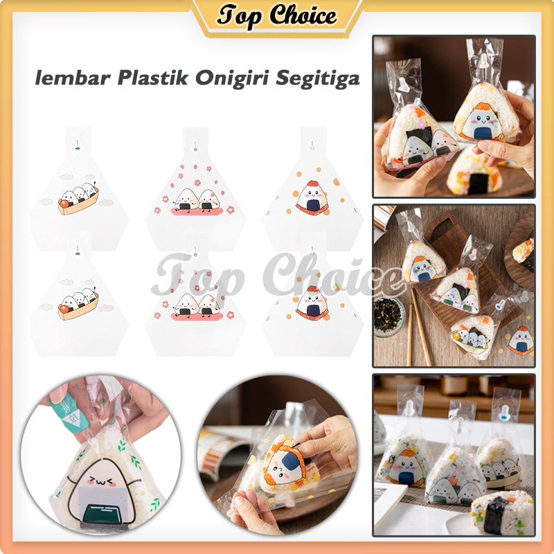 

50 Lembar Plastik Onigiri Segitiga Bungkus Onigiri Sushi Nasi Wrapper Plastik OPP