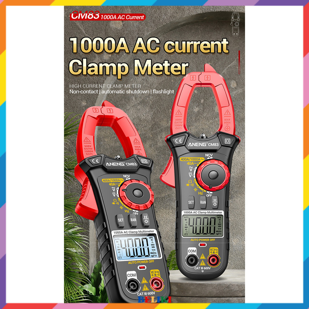 ANENG Clamp Meter Digital Multimeter Multitester LCD Flashlight 1000A - CM83