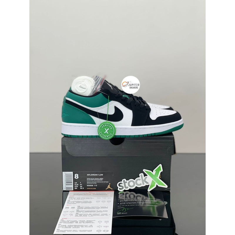 Nike Air Jordan 1 Low White Black Mystic green Leather High Quality (Leather Quarantee)