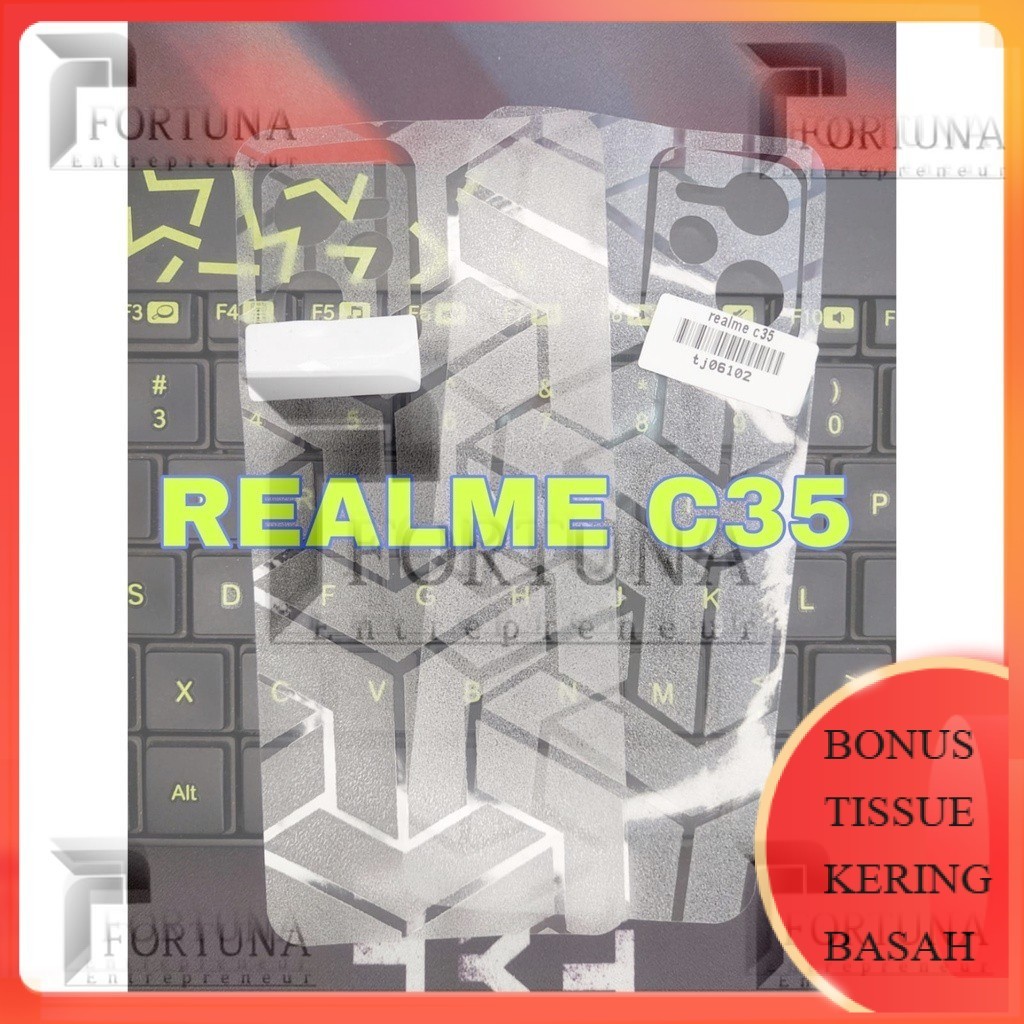 ANTI JAMUR Skin Carbon Realme C35 Back Skin OPTIMUS Carbon Garskin Pelindung Belakang Handphone