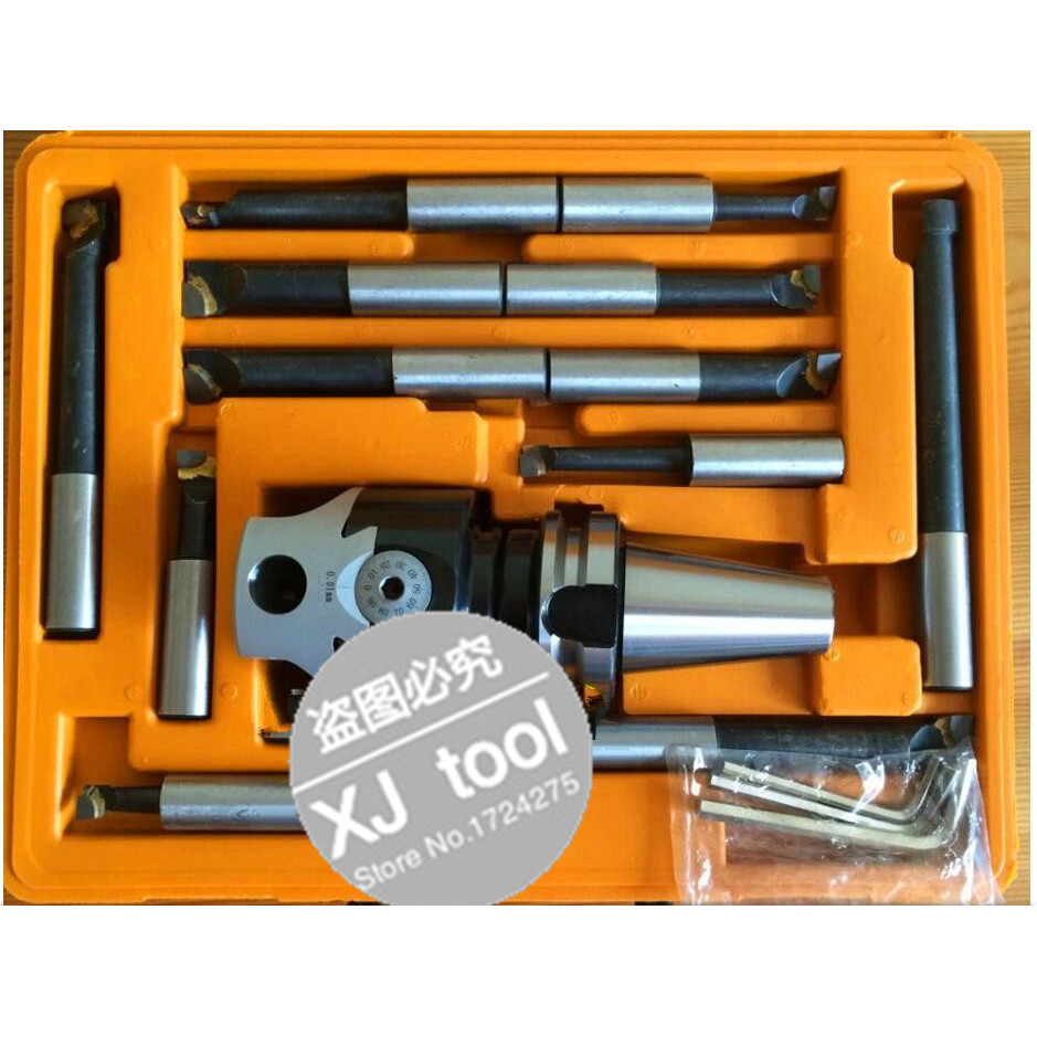 BT40 taper, F1-18 75mm boring head with BT40 shank and 12pcs 18mm boring bars, boring head set, F1 b