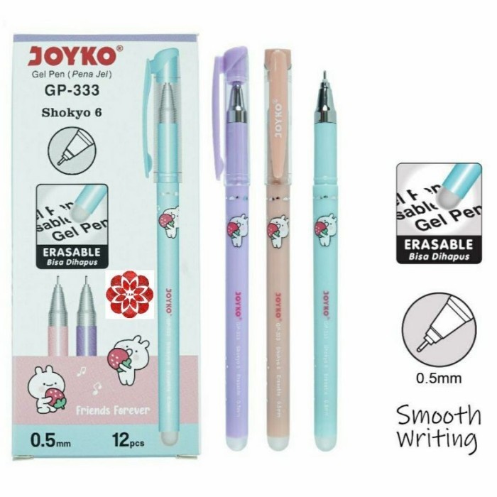 

TERBARU Erasable Gel Pen Pulpen Bisa Dihapus Joyko GP-333 Shokyo 6 Gel 0.5 mm