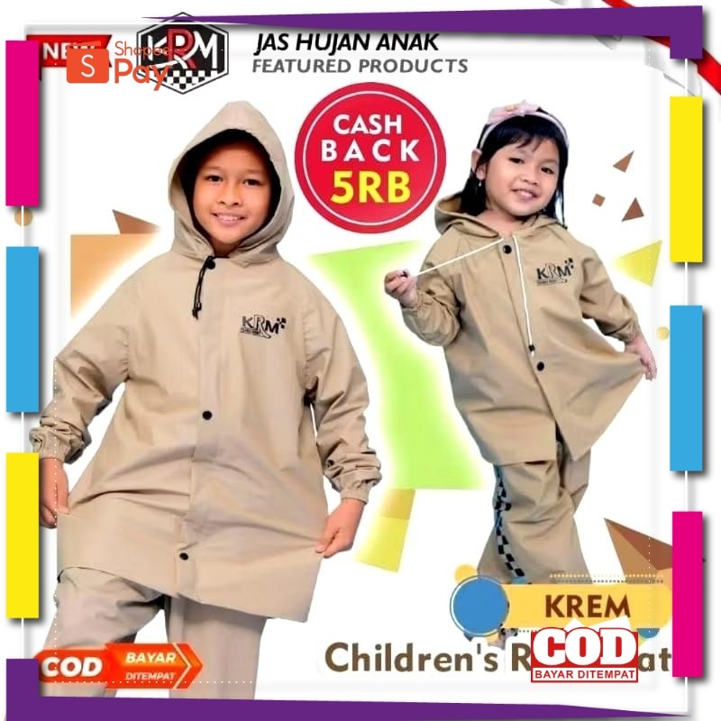 [PREMIUM BAHAN TEBAL] KRM Jas Hujan Anak Anak 1-16 Tahun Pria & Wanita Mantel Motif Kotak Kotak Anti