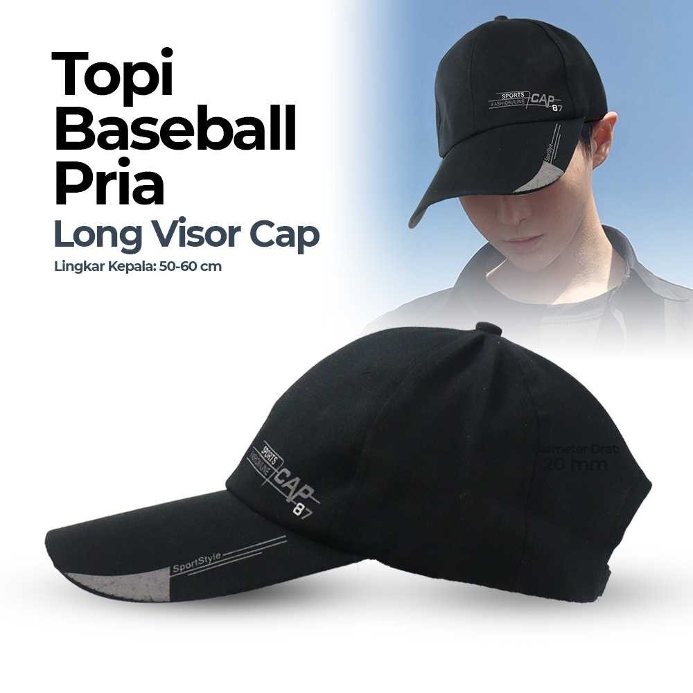 Topi Baseball Cap Long Visor Sport Style / Topi Hitam Topi Baseball Topi Golf Topi Pria Cool
