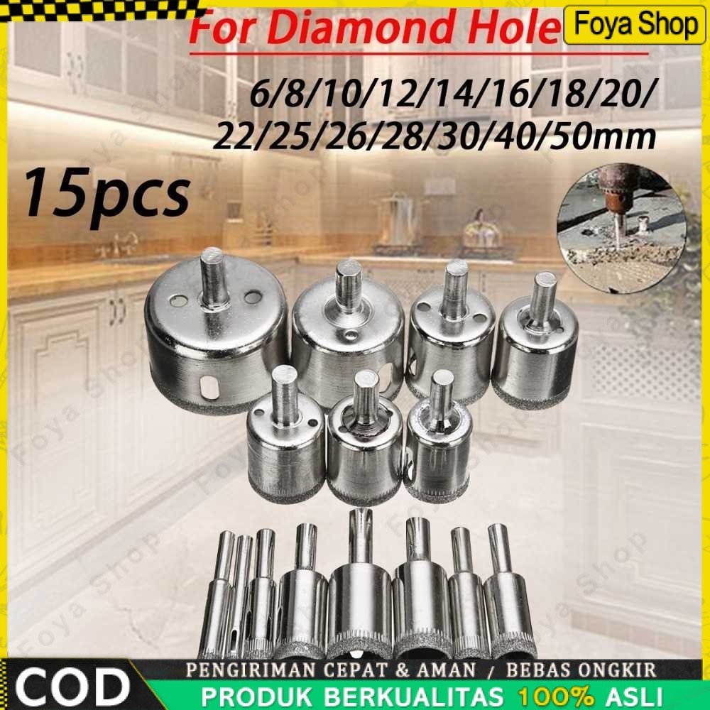 COD 10/15 Pcs Mata Bor 1 set  Mata Bor Hole Drill Keramik Granit Kaca / Mata Bor 1 Set  Keramik Kaca