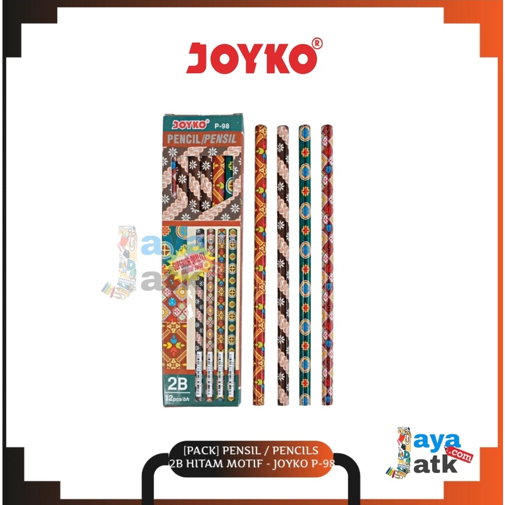 

(PACK) Pensil / Pencils 2B Hitam Motif - Joyko P-98