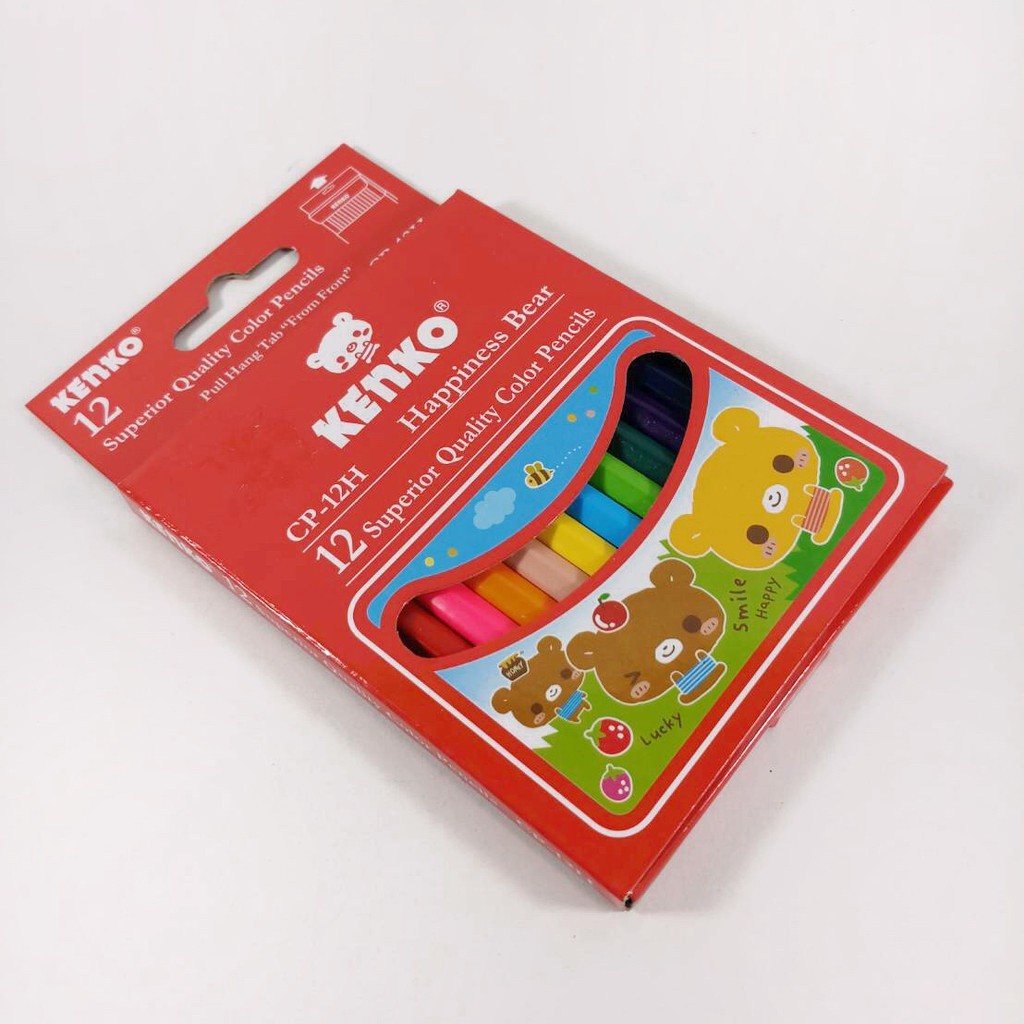 

(SET) Pensil Warna / Colored Pencils Pendek Happiness Bear 12 Warna - Kenko CP-12H