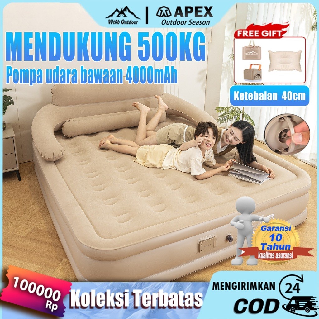 【APEX】Kasur Angin Pompa Otomatis Outdoor Kasur Pompa Lipat Kasur Tiup Queen Kasur Angin Camping Perj