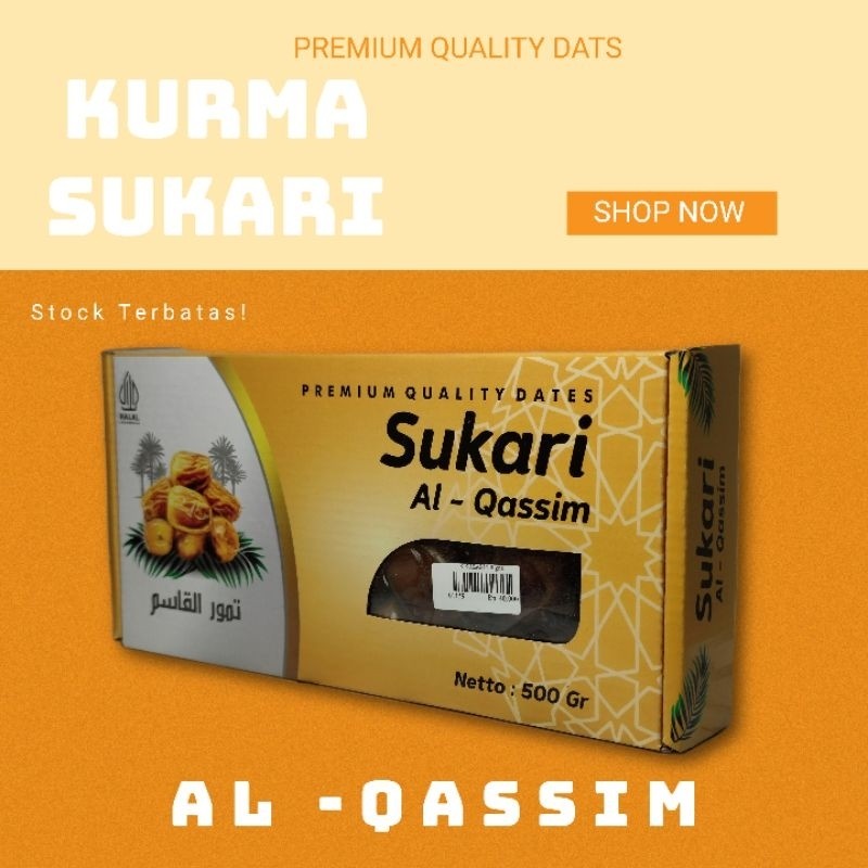 

Kurma Sukari 500 Gram Grade A Premium | Kurma Sukkari Raja Lembut Oleh Oleh Haji dan Umroh