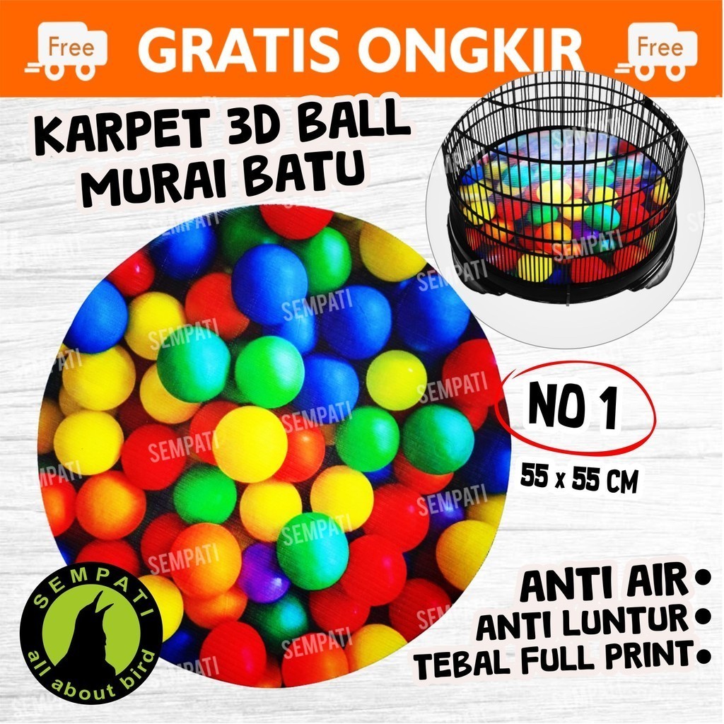 SEMPATI Karpet Motif Bola 3D 3 Dimensi Alas Sangkar Kandang Burung Murai No 1 Bahan Spons Karpet Tat