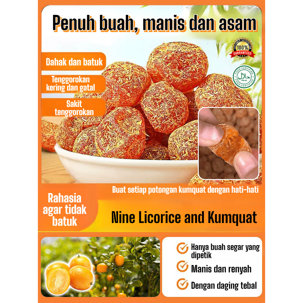 

✨COD/24JAM✨ Kumquat Licorice Halal 200g Buah Kering Alami Pereda Batuk / Tanpa Pengawet / Rasa Lembut / Camilan Sehat / Obat Batuk Alami