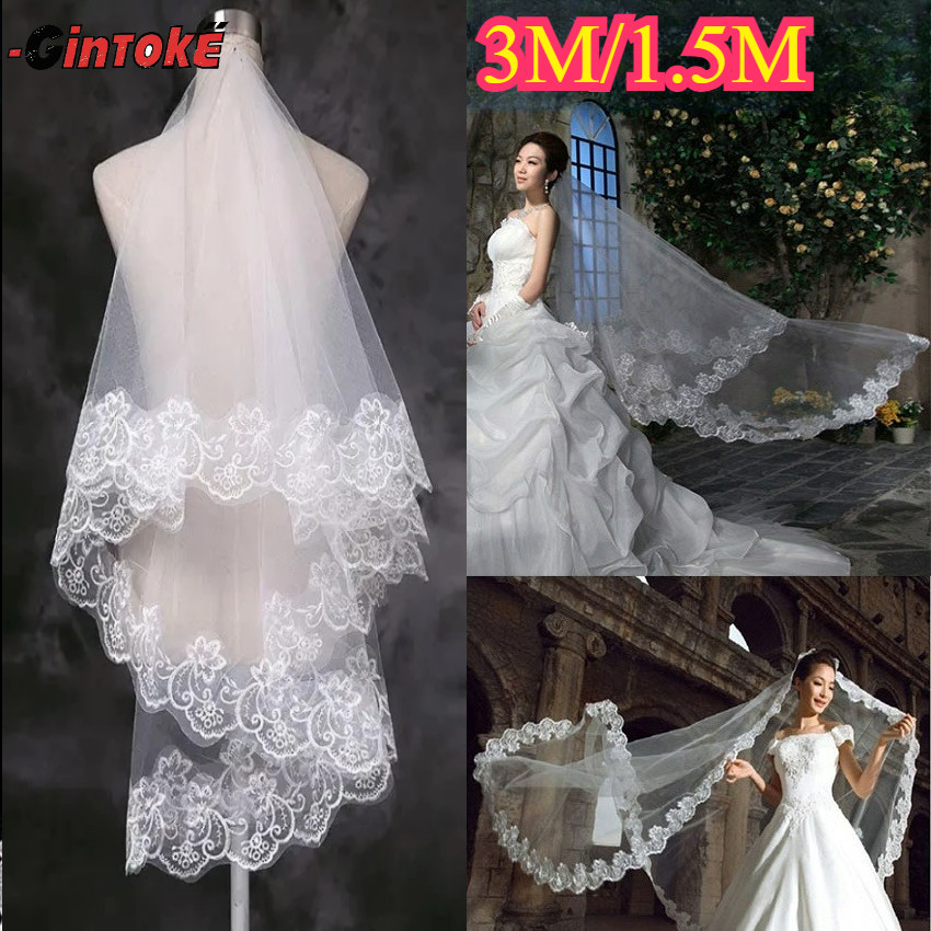 3 Meters Renda Wedding Bridal Veil /Veil Bride Veil/Altar Veil/Bridal Long Veil/Bridal Veil For Wedd