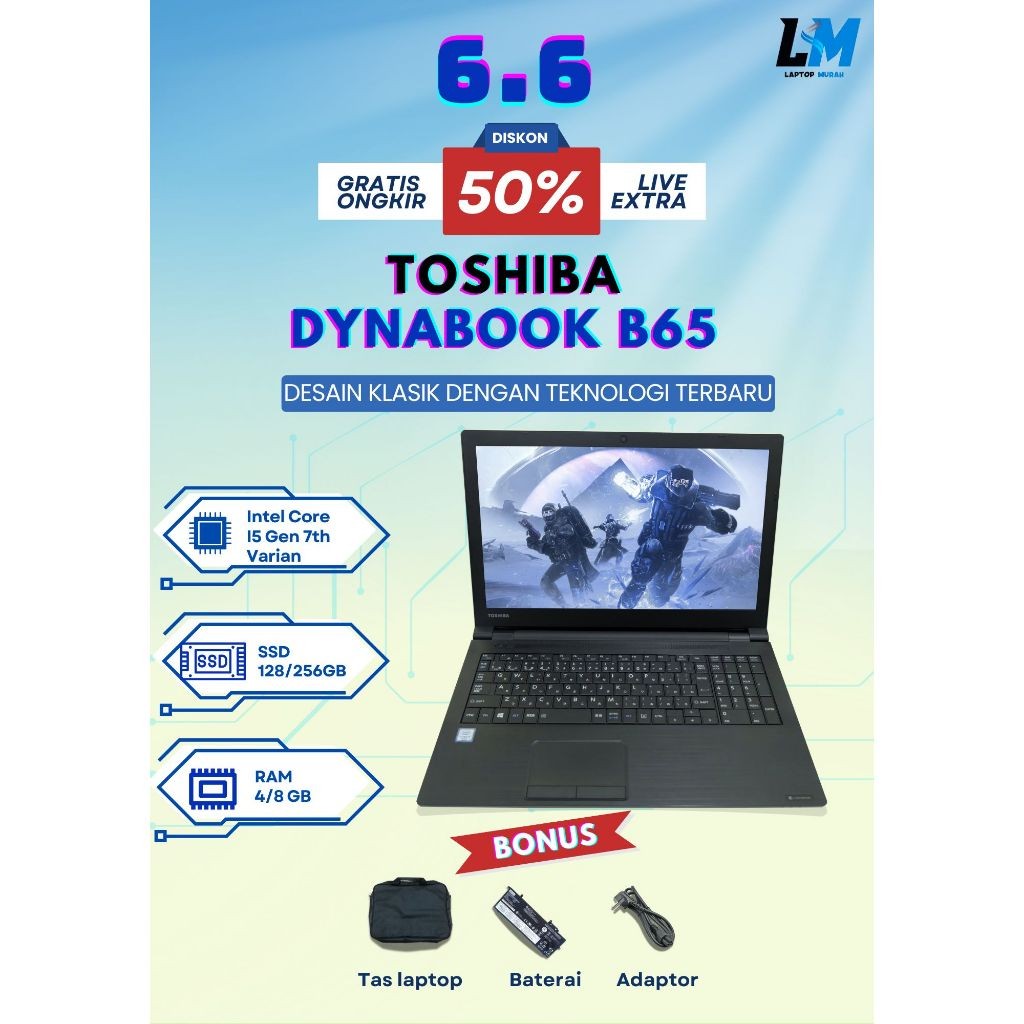 Laptop Toshiba B65 Core I3 I5 I7 Ram 8gb Windows 10 15inch