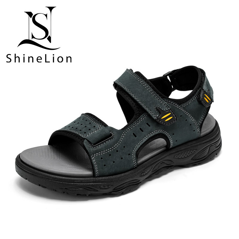 ShineLion KP-2511 Sandal Pria Keren Original 100% Kulit Asli Nyaman Anti Slip Bernapas Sepatu Sandal