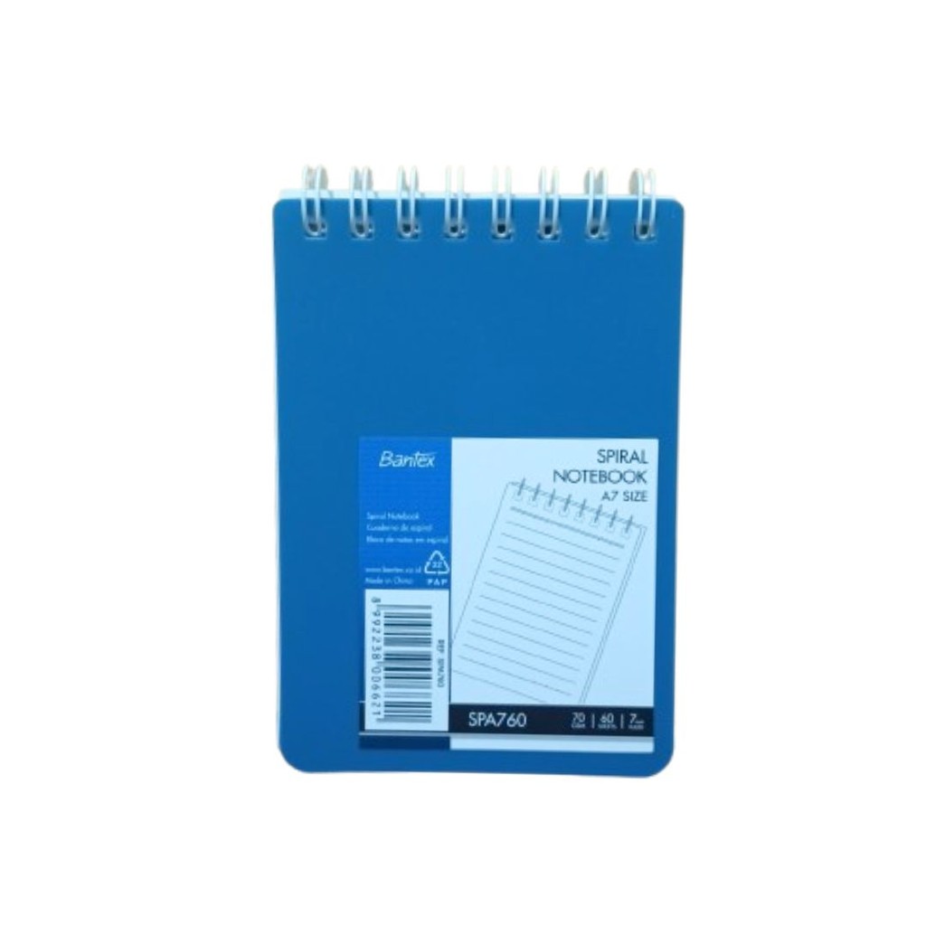 

BANTEX SPIRAL NOTEBOOK A7 SPA760 70GSM