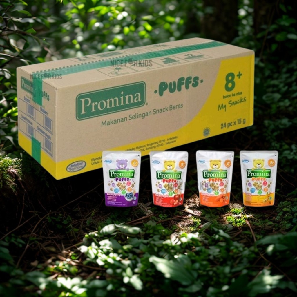 Promina Puffs 1 DUS Karton Puff Biskuit Sereal Makanan Cemilan Bayi 8 Bulan Anak Mamah