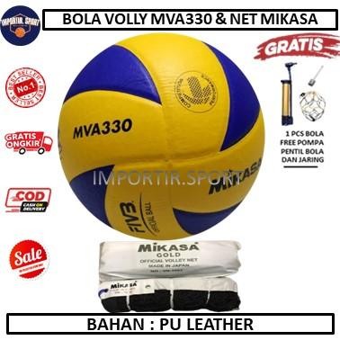 READY PAKET BOLA VOLLY/VOLI DAN NET - MIKASA MVA330 & MIKASA GOLD - BAGUS