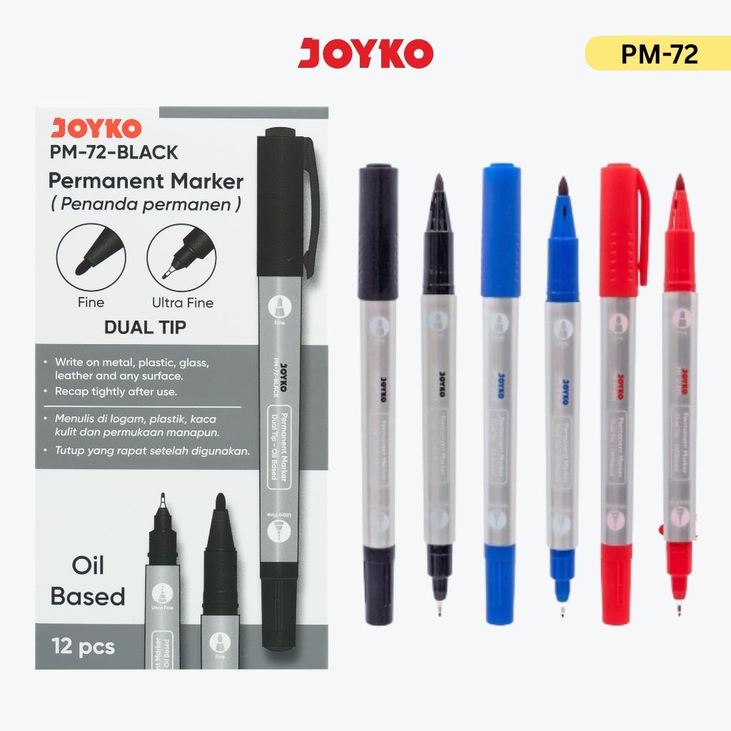 

JOYKO Spidol Permanen Marker 1 Pack PM-72 Isi 12 Pcs