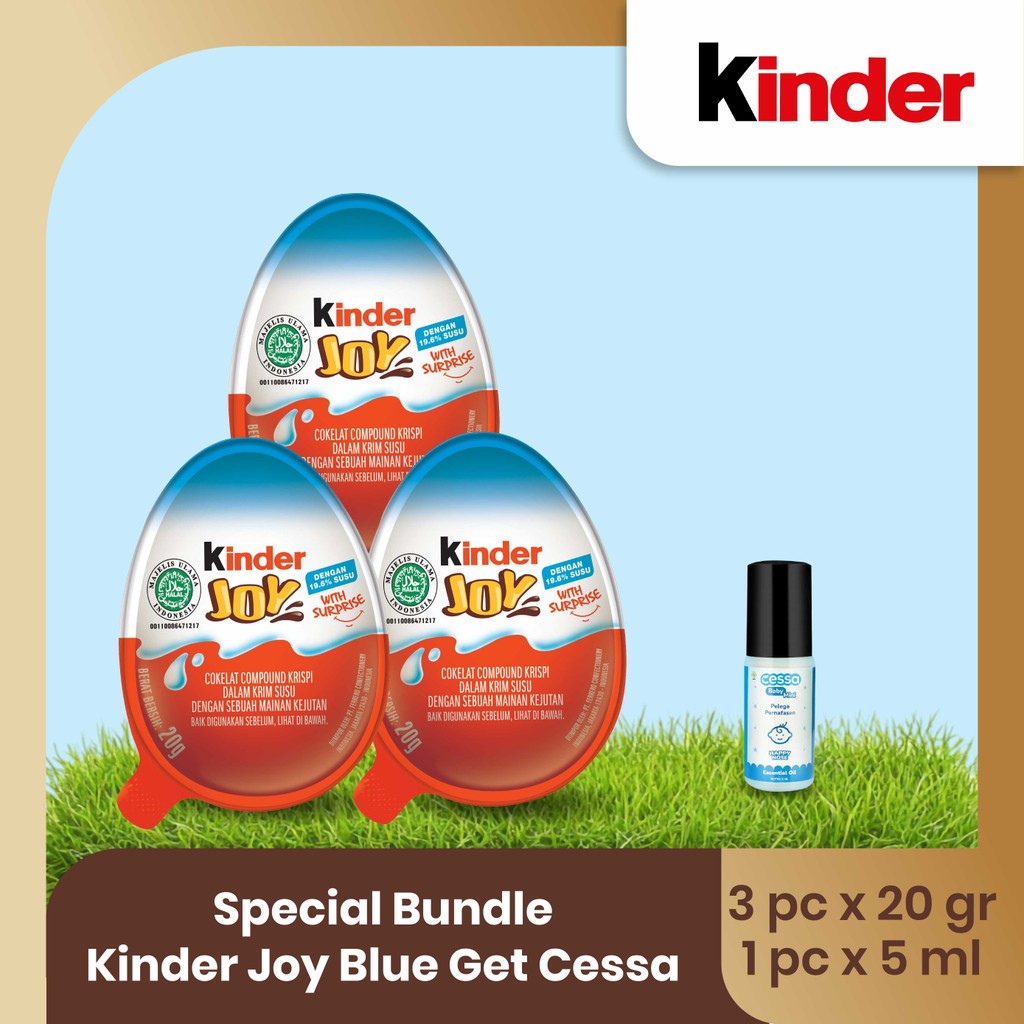 

Special Bundle Kinder Joy Boys Chocolate Crispy 20gr - 3pcs Get CESSA Happy Nose 5 ML