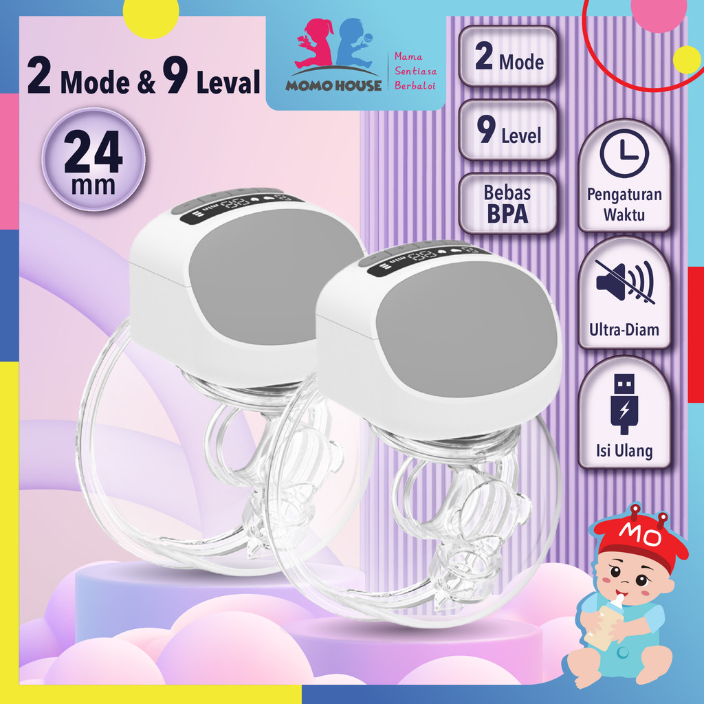 MOMO HOUSE Handsfree Breastpump Handsfree Pompa Asi Eletrick Tanpa Kabel Pompa Asi Handsfree Breast 