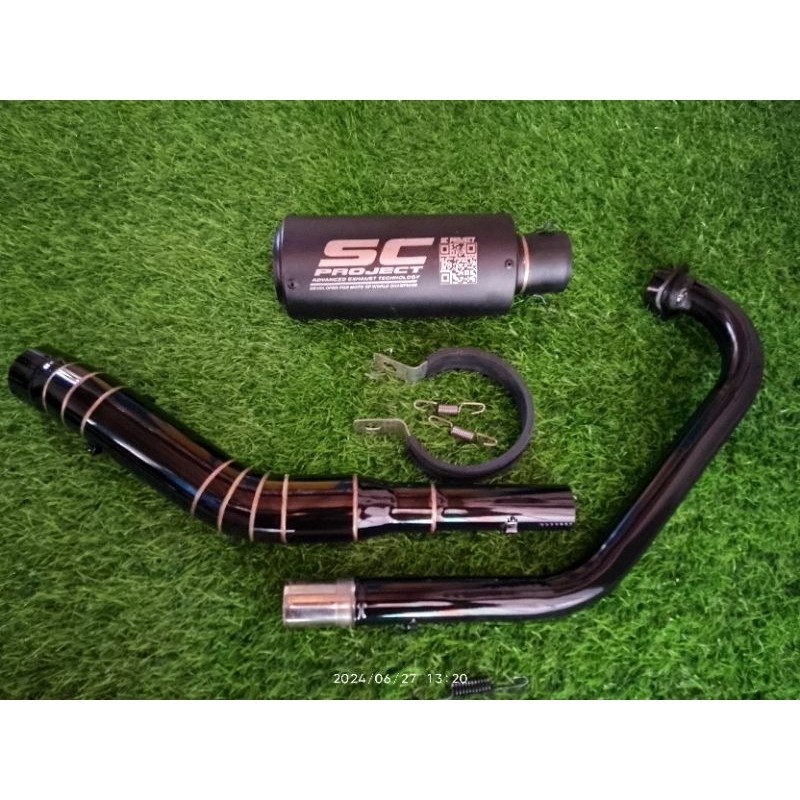 Knalpot Rc Sc Project Full Black Doff Hitam Pnp Cb150R Old Vixion Sonic R15 Mx King Satria Fu Verza