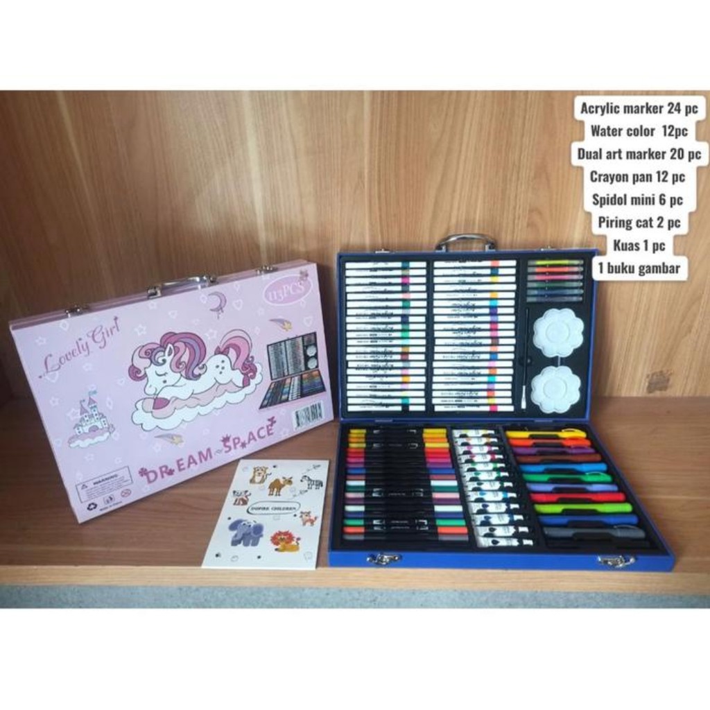 

Crayon Pensil Warna Anak Alat Mewarnai Crayon Set 113 Pcs Crayon Anak Koper / BLENDA COLOURING 113 PCS