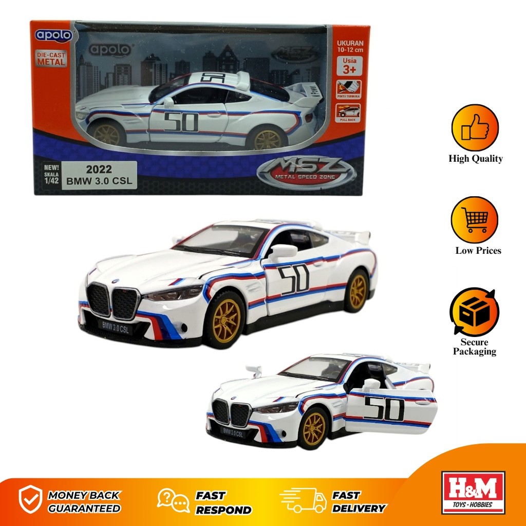 Diecast Apolo MSZ 2022 BMW 3.0 CSL Putih Livery
