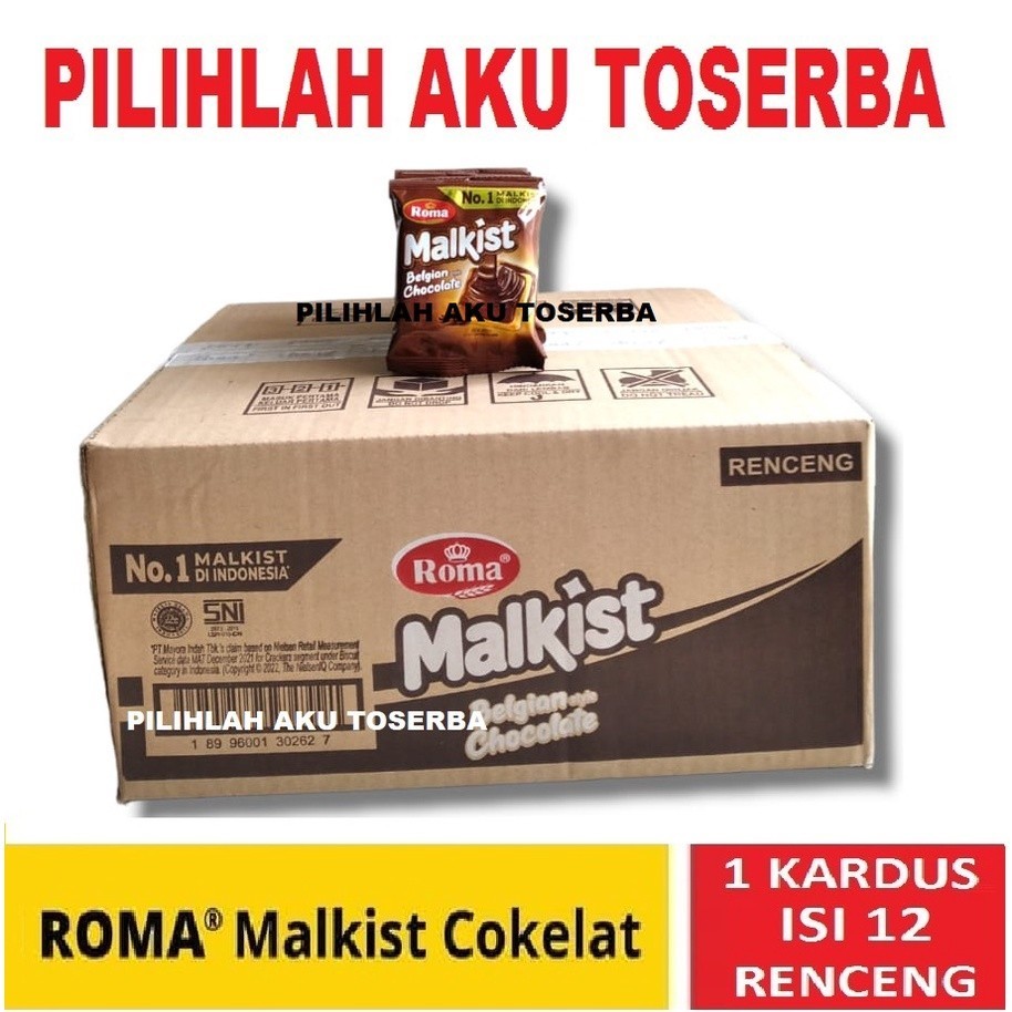

Biskuit Roma Malkist Cokelat Coklat Creakers - 1 KARDUS ISI 12 RENCENG