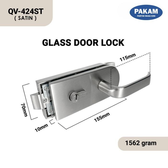 

Glass Door Lock - Cylinder Lock Glass Lever Handle Kunci Pintu Kaca - SatinSale