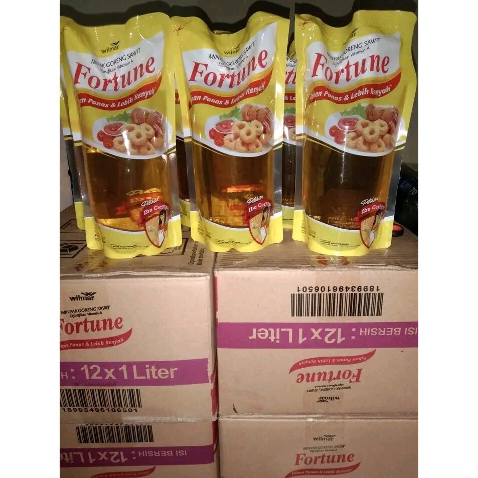 

1 Dus / Karton Minyak Goreng Fortune 1 Liter (Isi 12 Pouch)