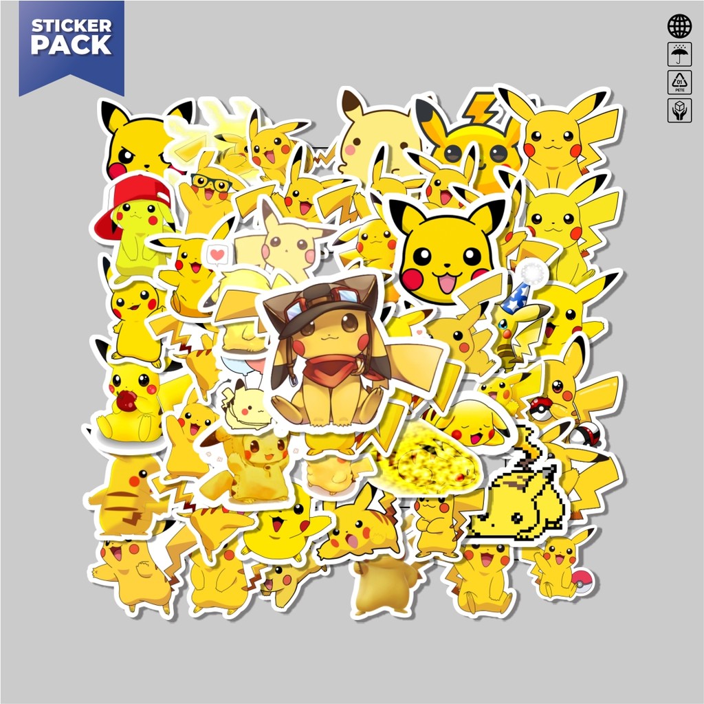 

[100PCS]Stiker Pack Stiker Kartun Pokemon Pikachu Aesthetic Vinyl Anti Air Dekorasi Sticker Laptop Buku Journal Koper Helm Casing HP Gitar Helm Skateboard