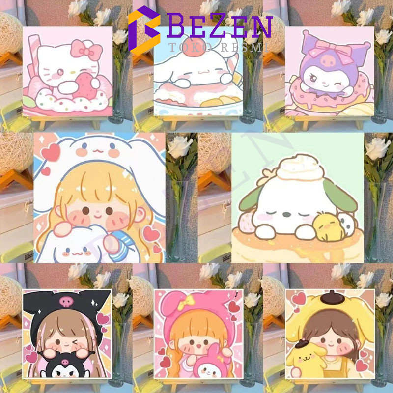 

BZ DIY Paint By Numbers Kit 1 Set Number Canvas Board /Lukisan Digital Pikachu Sanrio