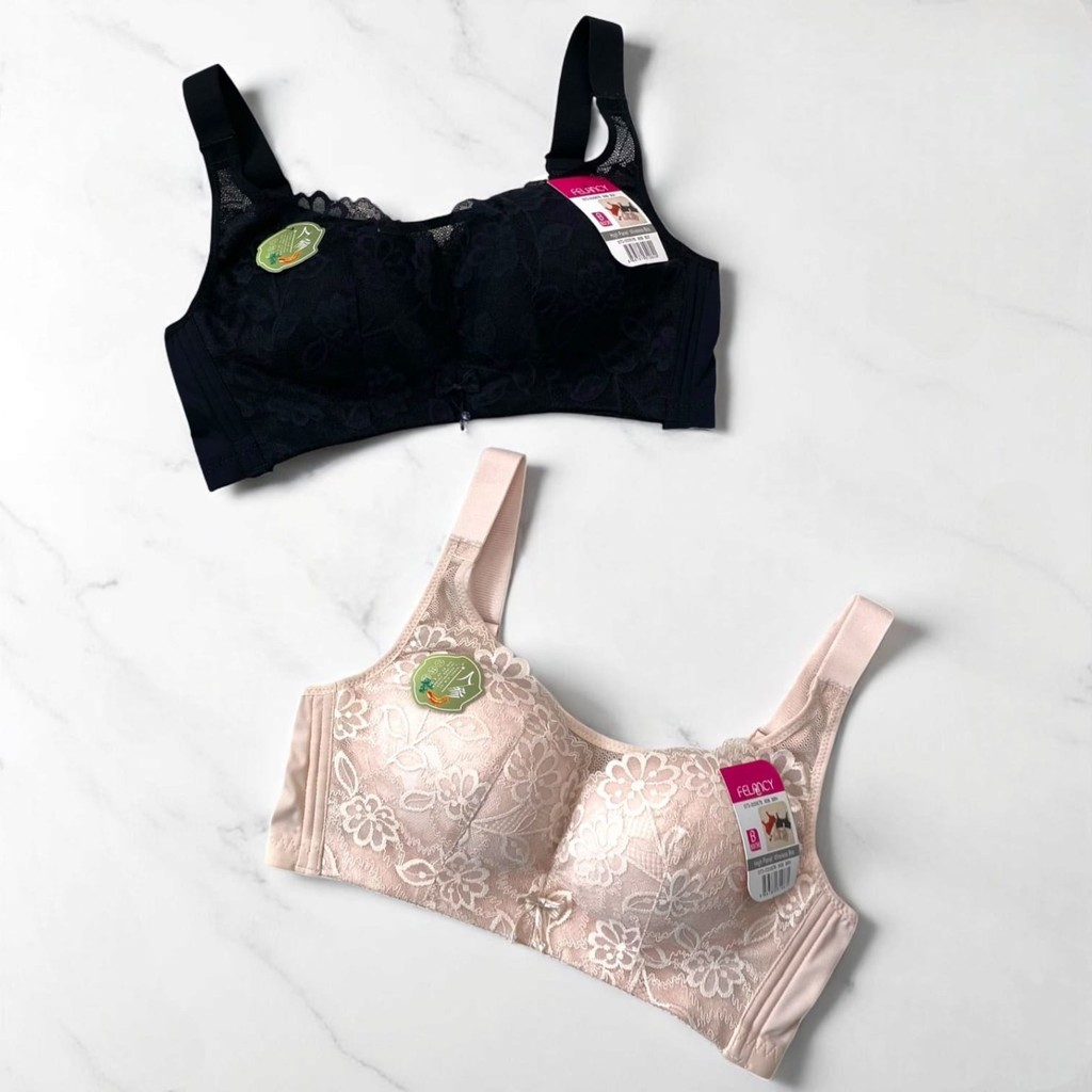 Bra Tanpa Kawat Wanita FELANCY 02087 Full Coverage, Busa Tipis, Renda Elegan & Nyaman , Ukuran 36B