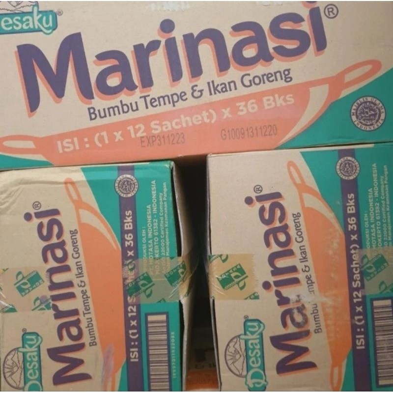 

Desaku Bumbu Marinasi Tempe Ikan Goreng 1 dus isi 36 bks per renceng 15 gr x 12 sachet dos karton