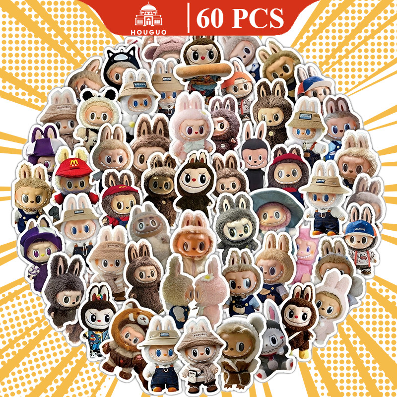

HOUGUO 60 PCS Labubu Stiker LOGO Hypebeast Graffiti Sticker Vinyl Laptop Waterproof DIY HP Motor Helm Mobil IPAD Tablet