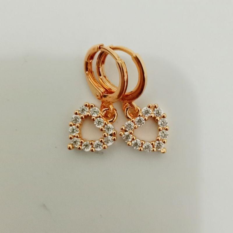 GiStore09 Anting wanita Korea Love Tebok Nagita Set perhiasan Anting titanium wanita Anti karat anti