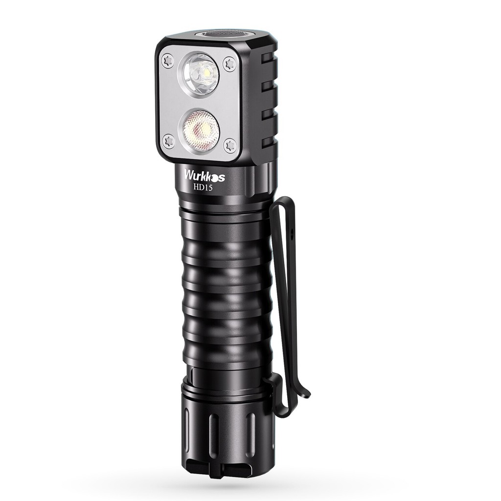 Wurkkos HD15 Headlamp Angle Flashlight Dual LEDs LH351D SST20 Rechargeable 18650 Battery Included wi