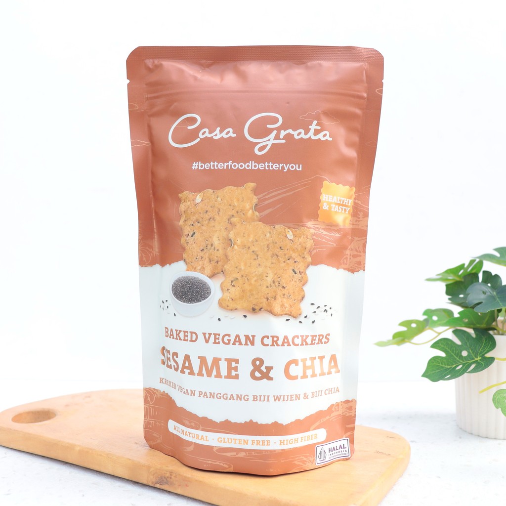 

70G SESAME AND CHIA CRACKERS Gluten Free Vegan Crackers SC70 - CASA GRATA