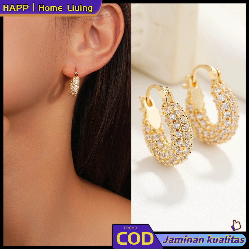 [PROMO] premium AJ anting berlian lingkaran tebal baru wanita Eropa dan Amerika niche light mewah op