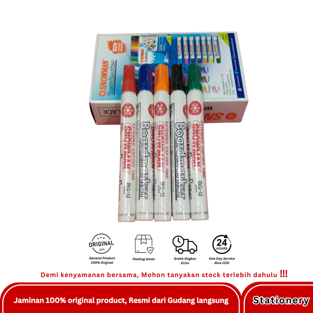 

SNOWMAN SPIDOL BG12 WHITEBOARD MARKER PAK ISI 12