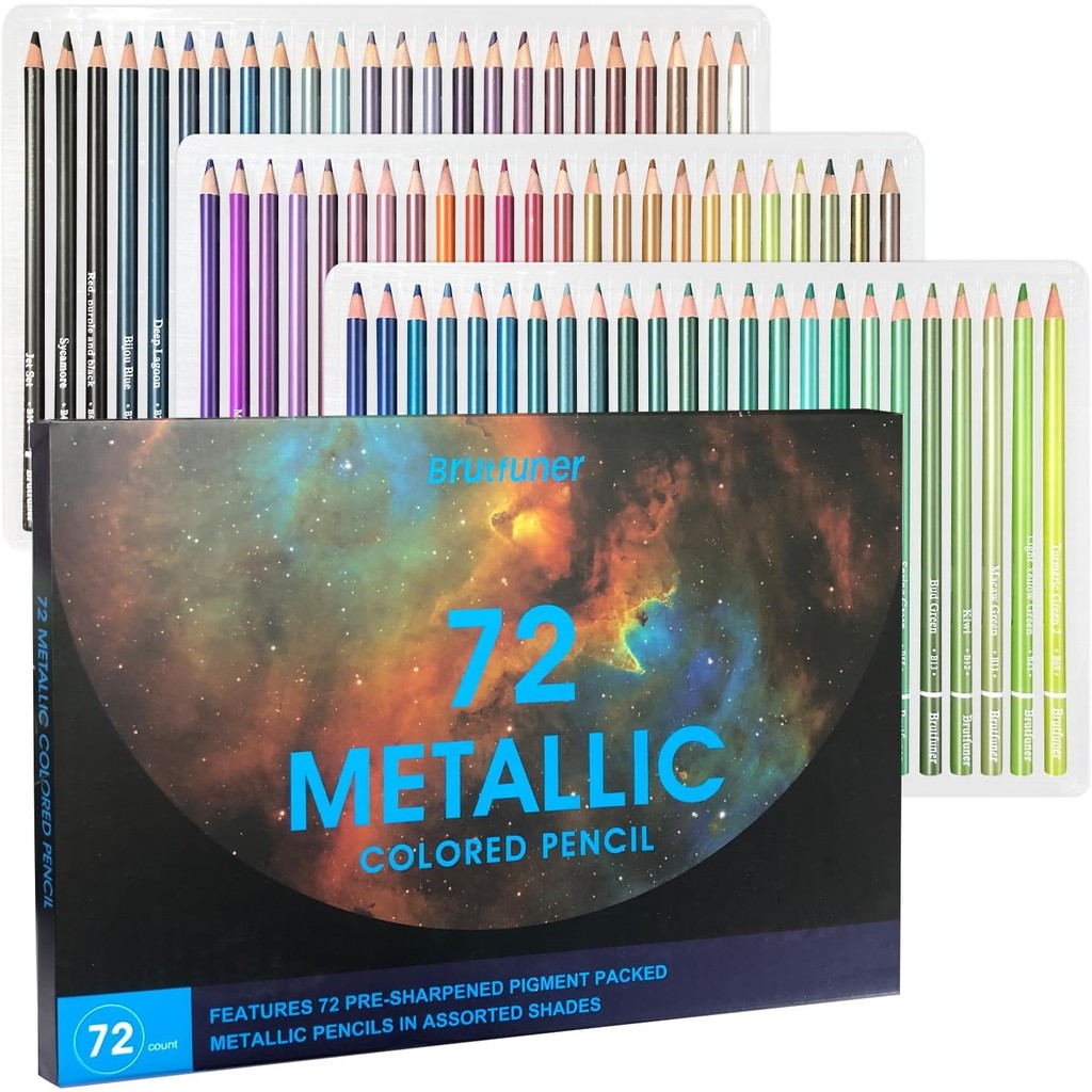 

Brutfuner 24/50/72 Metallic Colored Pencils, Colored Pencils for Adult Coloring, Soft Core Coloring Pencils, Beginners Artists