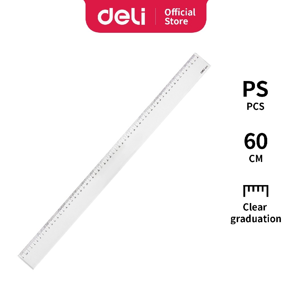 

Deli Penggaris 60cm tahan gores dan akurat tahan gores tembus pandang bening E6260